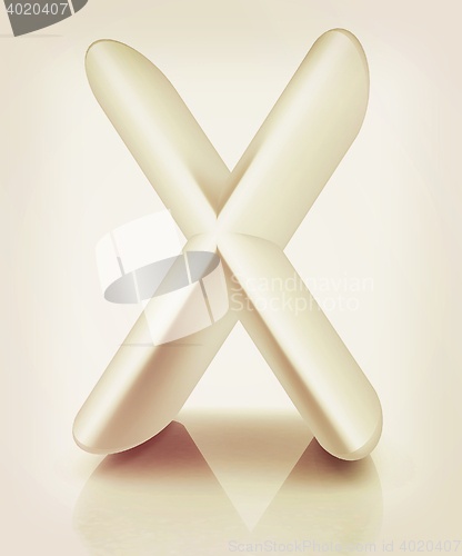 Image of 3D metall letter \"X\". 3D illustration. Vintage style.