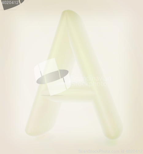 Image of Glossy alphabet. The letter \"A\". 3D illustration. Vintage style.