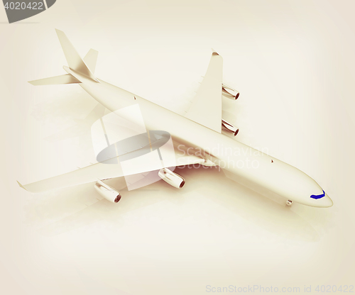 Image of Airplane . 3D illustration. Vintage style.