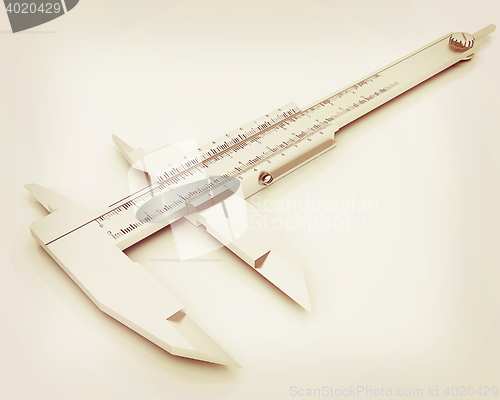 Image of Vernier caliper . 3D illustration. Vintage style.