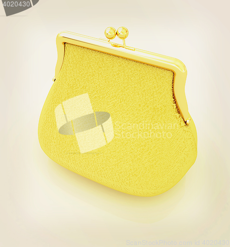 Image of Leather purse. 3D illustration. Vintage style.