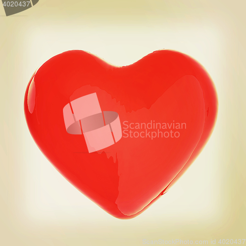 Image of red wedding heart . 3D illustration. Vintage style.