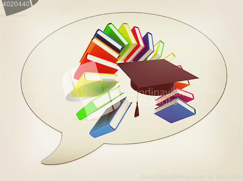 Image of messenger window icon and Colorful books like the rainbow and gr