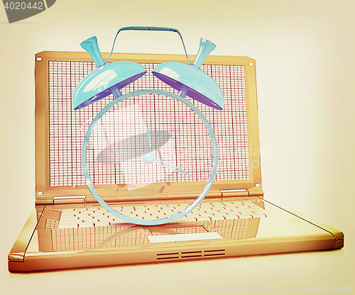 Image of Notebook and clock . 3D illustration. Vintage style.