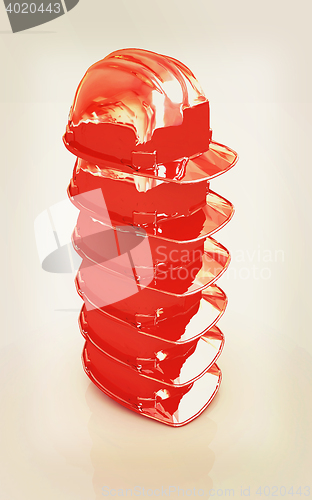 Image of Hard hats. 3D illustration. Vintage style.