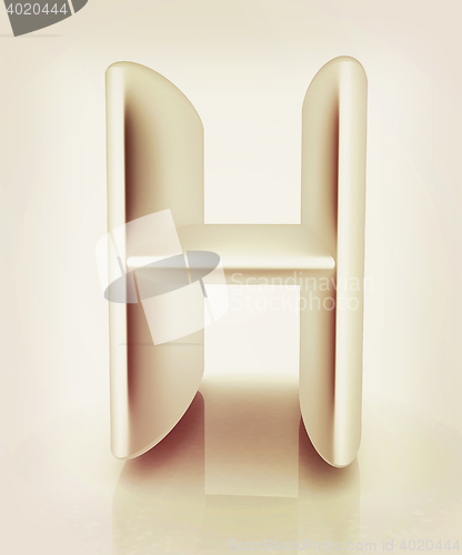 Image of 3D metall letter \"H\". 3D illustration. Vintage style.