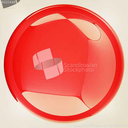 Image of Glossy red button. 3D illustration. Vintage style.