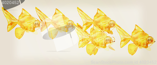 Image of Gold fishes. 3D illustration. Vintage style.