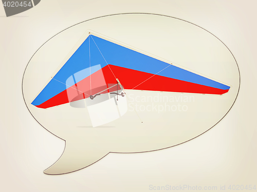 Image of messenger window icon Hang glider. 3D illustration. Vintage styl