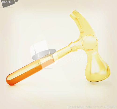 Image of Hammer on white background . 3D illustration. Vintage style.