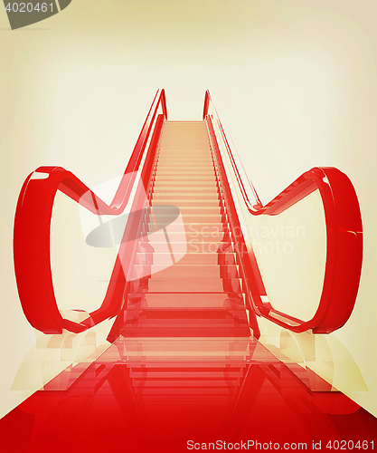 Image of Escalator . 3D illustration. Vintage style.