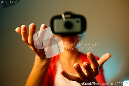 Image of Woman looking though vr