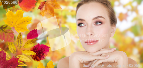 Image of beautiful young woman face and hands