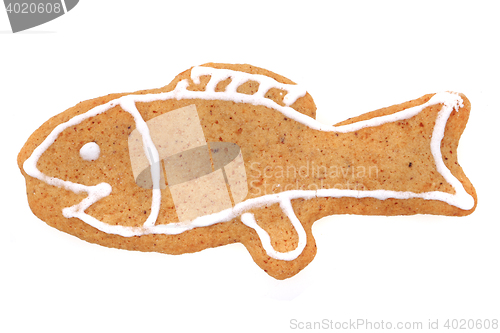 Image of christmas fish gingerbread isolated