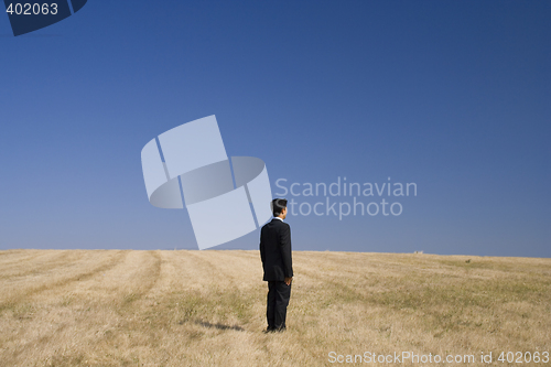 Image of businessman standing in the field