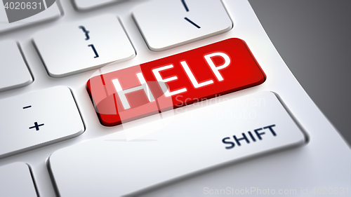 Image of computer keyboard with red help button