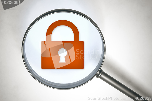 Image of magnifying glass lock sign