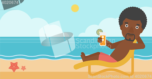 Image of Man sitting in chaise longue vector illustration.