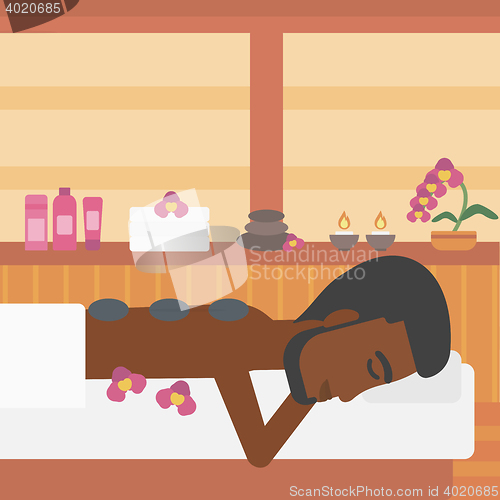 Image of Man getting stone therapy vector illustration.