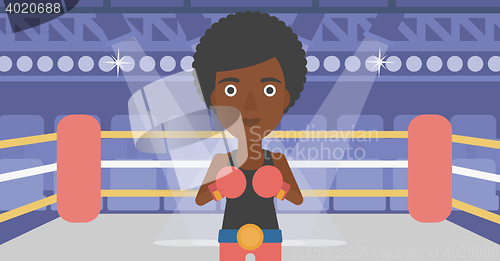 Image of Confident boxer in gloves vector illustration.