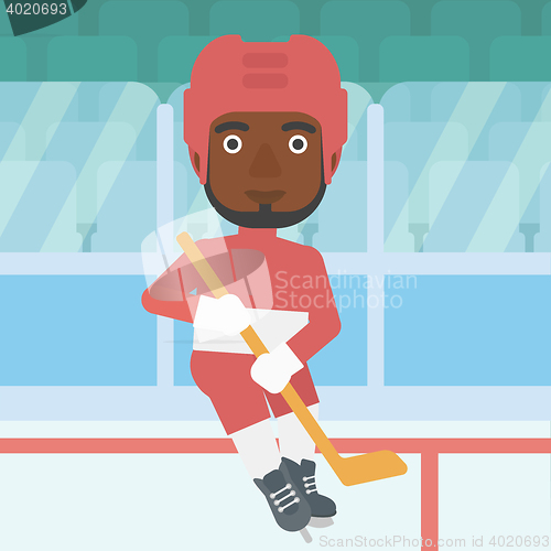 Image of Ice hockey player with stick vector illustration.