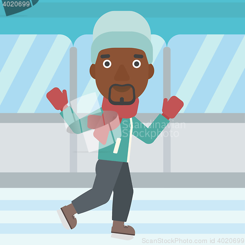Image of Man ice skating vector illustration.