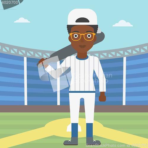 Image of Baseball player with bat vector illustration.