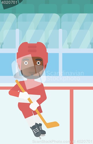 Image of Ice hockey player with stick vector illustration.