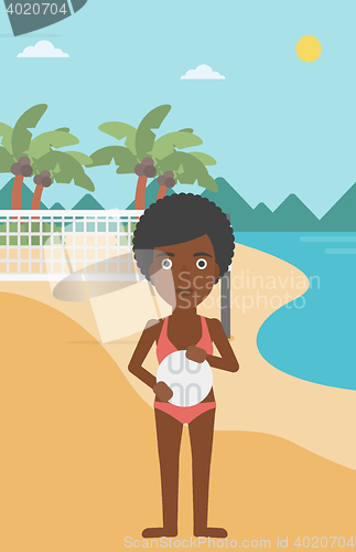 Image of Beach volleyball player vector illustration.