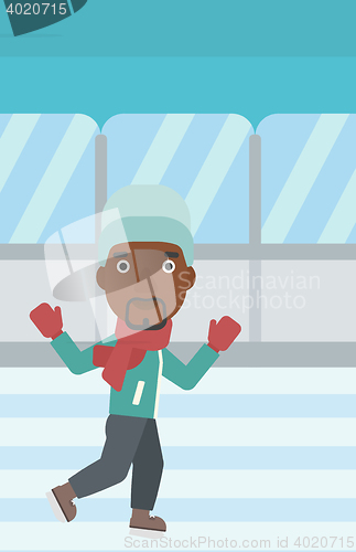 Image of Man ice skating vector illustration.