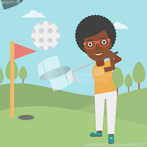 Image of Golfer hitting the ball vector illustration.