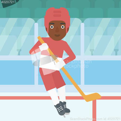 Image of Ice hockey player with stick vector illustration.