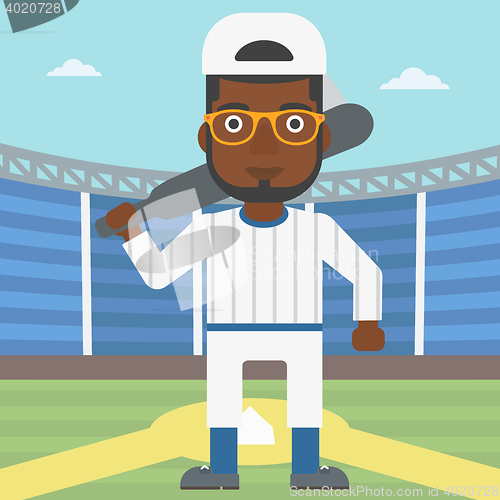 Image of Baseball player with bat vector illustration.