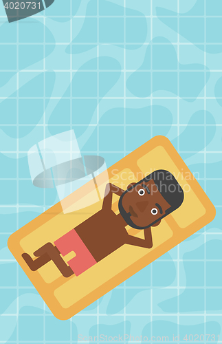 Image of Man relaxing in swimming pool vector illustration.