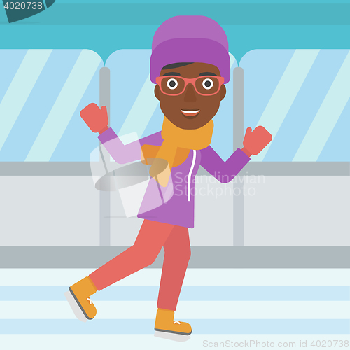 Image of Woman ice skating vector illustration.