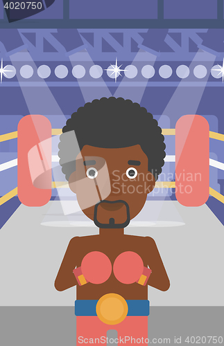 Image of Confident boxer in gloves vector illustration.