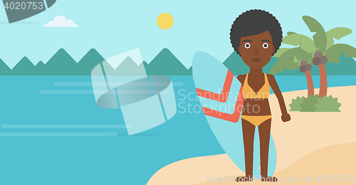 Image of Surfer holding surfboard vector illustration.
