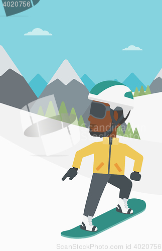 Image of Young man snowboarding vector illustration.