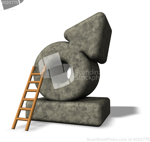 Image of stone male symbol and ladder - 3d rendering