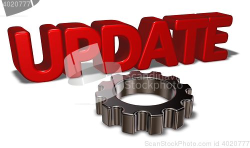 Image of the word update and gear wheel - 3d rendering