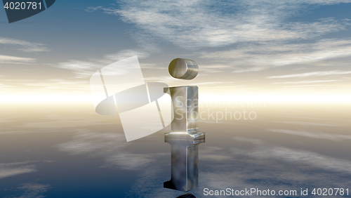 Image of metal uppercase letter i under cloudy sky - 3d rendering