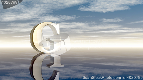 Image of metal uppercase letter g under cloudy sky - 3d rendering