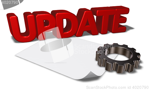 Image of the word update and gear wheel - 3d rendering