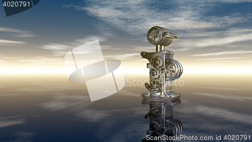 Image of machine letter i under cloudy sky - 3d rendering