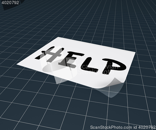 Image of the word help on paper sheet - 3d rendering