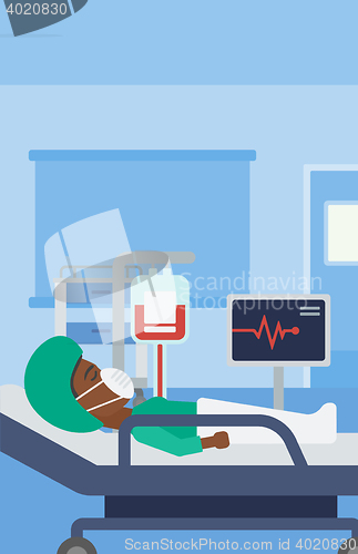 Image of Woman lying in hospital bed.