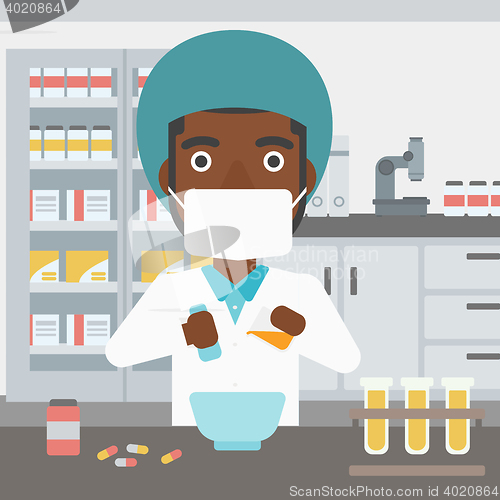 Image of Pharmacist preparing medication.