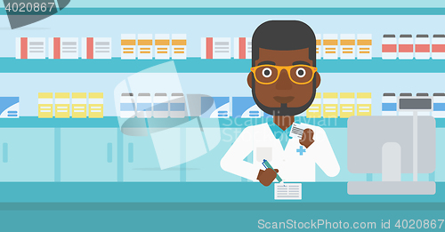 Image of Pharmacist writing prescription.
