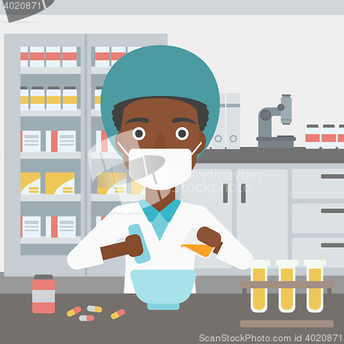 Image of Pharmacist preparing medication.
