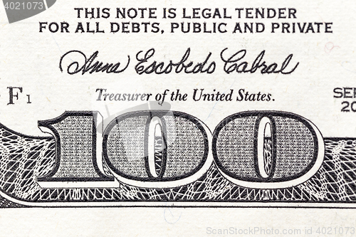 Image of one hundred US dollars